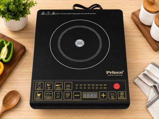 Prince 2000W Induction Cooktop | 8 Preset Cooking Modes | Smart Touch Control | Energy Efficient Portable Induction Stove with Timer & Auto Shut-Off