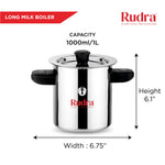 Rudra Stainless Steel Milk Boiler 2 Litre | Premium Induction & Gas Compatible Milk Heating Pot with Whistle Alert | Heavy Gauge Stainless Steel Milk Boiler for Home Kitchen