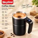 Skyline CM-1206 Automatic Magnetic Coffee Mixer Mug 400ml with 304 Stainless Steel Inner, Touch Switch, Temperature Display & USB Type-C Charging
