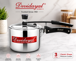 Devidayal 3 Litre Triply Stainless Steel Pressure Cooker | Induction & Gas Compatible | Heavy Gauge Tri-Ply Construction | ISI Certified | Classic Shape | 5 Years Warranty
