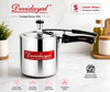 Devidayal 5 Litre Triply Stainless Steel Pressure Cooker | Induction & Gas Compatible | Heavy Gauge Tri-Ply Construction | ISI Certified | Classic Shape | 5 Years Warranty