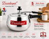 Devidayal 5 Litre Triply Stainless Steel Handi Pressure Cooker | Induction & Gas Compatible | Heavy Gauge Tri-Ply Construction | ISI Certified | Belly Shape | 5 Years Warranty