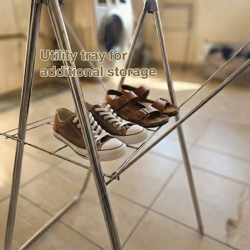 Heavy Duty Stainless Steel Foldable Cloth Drying Stand | Rust Resistant Laundry Drying Rack with Wings | Portable Clothes Dryer Stand for Indoor & Outdoor Use
