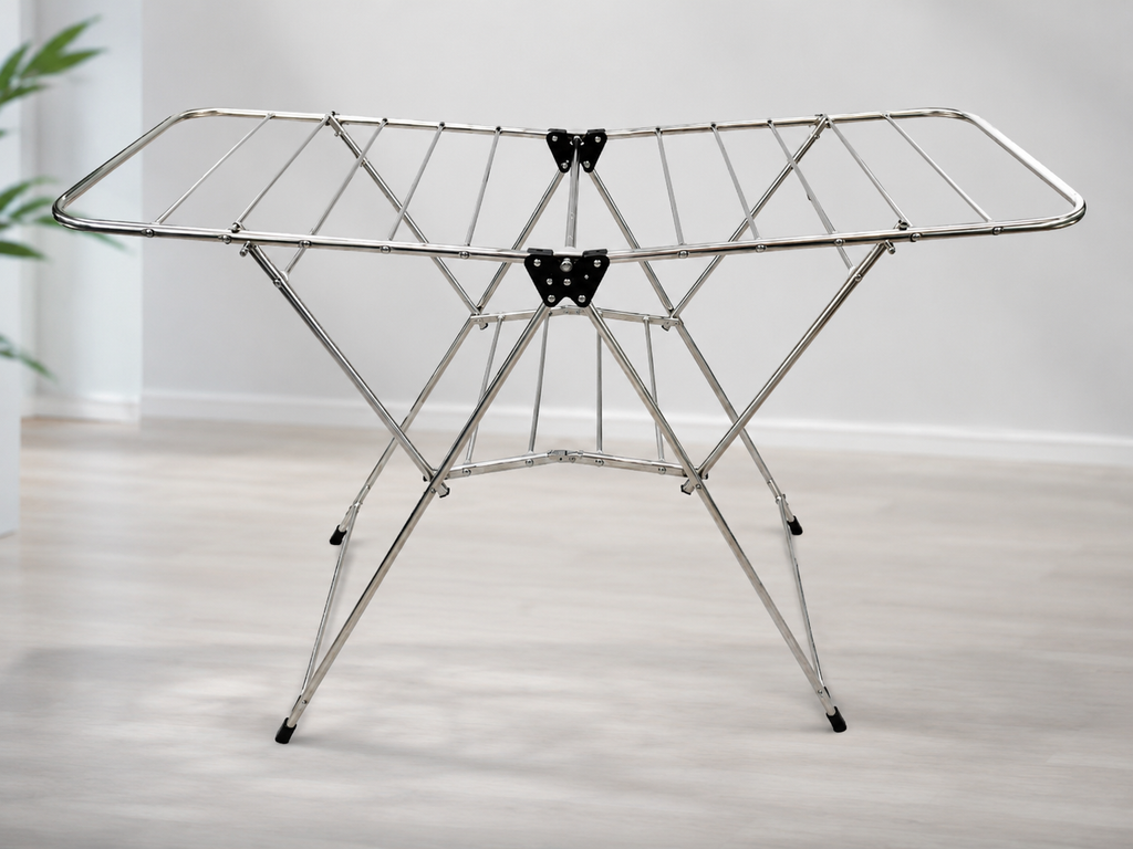 Heavy Duty Stainless Steel Foldable Cloth Drying Stand | Rust Resistant Laundry Drying Rack with Wings | Portable Clothes Dryer Stand for Indoor & Outdoor Use