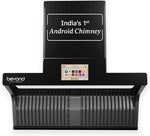 Beyond Appliances Orion 90cm Auto Clean Kitchen Chimney | 1600 CMH Suction | Filterless | Smart Touchscreen Display & Speaker | Baffle Plates | Touch Control | Black Finish.