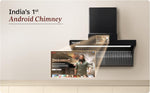 Beyond Appliances Orion 90cm Auto Clean Kitchen Chimney | 1600 CMH Suction | Filterless | Smart Touchscreen Display & Speaker | Baffle Plates | Touch Control | Black Finish.