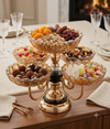 Luxury 5 Bowl Rotating Dry Fruit & Candy Serving Set with Crystal Glass Bowls | Premium Golden Snack Organizer for Dry Fruits, Chocolates, Candies & Nuts