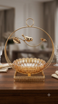 Luxury Golden Bird Dry Fruit Bowl with Crystal Glass Bowl | Decorative Candy, Chocolate & Nut Serving Bowl for Dining Table & Home Decor