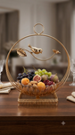 Luxury Golden Bird Dry Fruit Bowl with Crystal Glass Bowl | Decorative Candy, Chocolate & Nut Serving Bowl for Dining Table & Home Decor