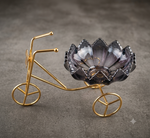 Luxury Golden Wheelbarrow Dry Fruit Bowl with Crystal Glass Bowl | Decorative Candy, Chocolate & Nut