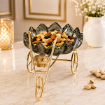 Luxury Golden Wheelbarrow Dry Fruit Bowl with Crystal Glass Bowl | Decorative Candy, Chocolate & Nut