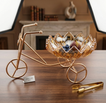 Luxury Golden Wheelbarrow Dry Fruit Bowl with Crystal Glass Bowl | Decorative Candy, Chocolate & Nut