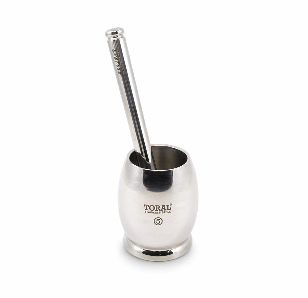 Toral Dholak Shape Stainless Steel Khalbatta | Silver | 1 Pc- 5"