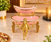 Luxury Golden Horse Carriage Dry Fruit Serving Set with Pink Bowls | Royal Decorative Dry Fruit Box for Home, Diwali & Gifting