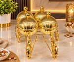 Luxury Golden Horse Carriage Dry Fruit Box Set | 4-Piece Decorative Dry Fruit Storage Containers with Royal Carriage Stand | Premium Gift & Home Décor