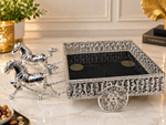 Luxury Horse Carriage Dry Fruit Box Set with 4 Transparent Glass Jars & Stainless Steel Lids | Royal Decorative Dry Fruit Serving Set | Premium Festive & Wedding Gift