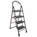Alnico 4 Steps Black Steel And Virgin Plastic Single Purpose Front Step Adjustable Ladder, KPL 4