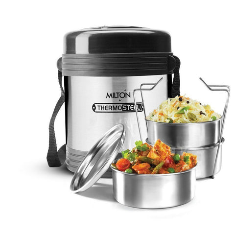MILTON Legend 3 Thermosteel Tiffin Box, (3 Containers) 260 ml, Silver