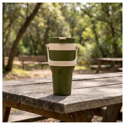 Oliveware Titan 750 ml Traveller Mug | Stainless Steel Inner | Insulated Plastic Body | Hot & Cold Beverage Travel Cup- Green