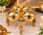 Luxury Golden Carriage Dry Fruit Box Set | 4-Piece Decorative Dry Fruit Serving Tray with Lidded Bowls | Royal Tabletop Gift & Home Décor