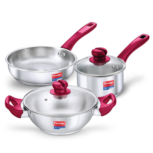 Prestige Platina Popular Stainless Steel 3PCS BYK Set Cookware