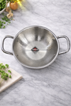 Vivanta 24cm Triply Stainless Steel Kadhai (3.2 Litre) with Glass Lid | Hammered Finish | Induction & Gas Compatible | Heavy Bottom Cookware