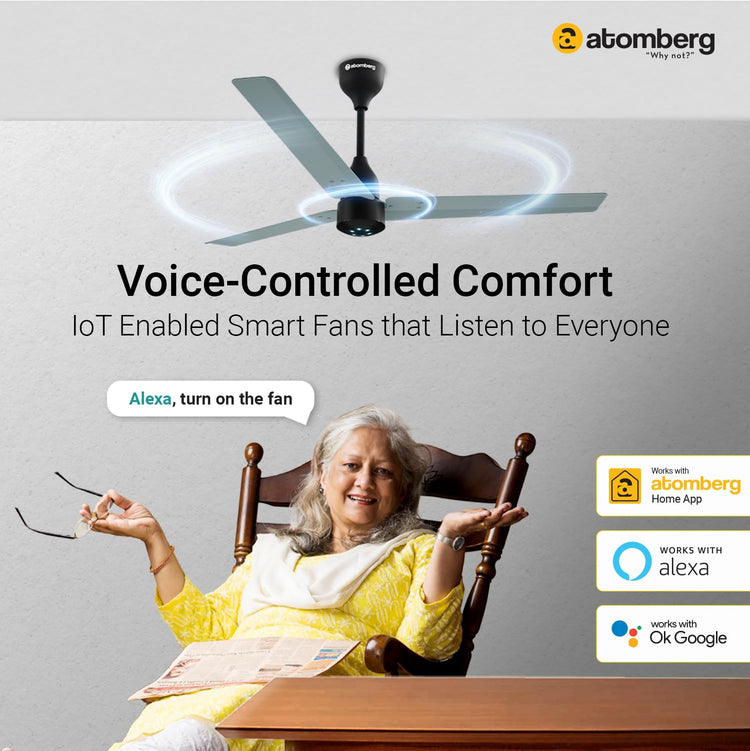 Atomberg Renesa Smart 1200mm BLDC Ceiling Fan with IoT & Remote | Energy Efficient Ceiling Fan | Ceiling fan for Living Room | High Air Delivery with LED Indicators (Misty Teal)