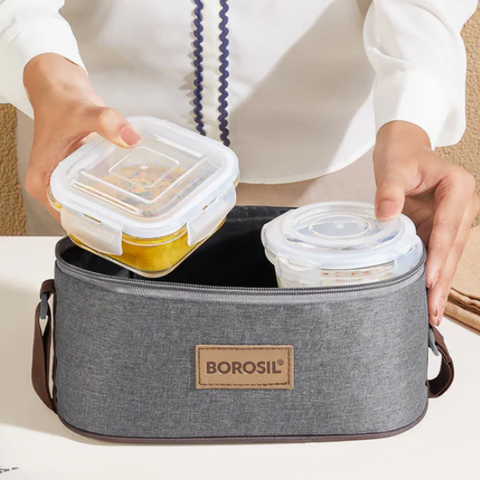 Borosil Pro Universal Glass Lunchbox, 320ml x 2 + 240ml x 2