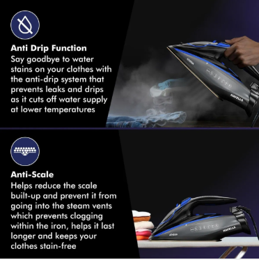 Havells ATHENA SMART IRON 3000 W Steam Iron (Black, Blue)