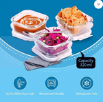 Oliveware Contra Glassware Lunch Box 3x320ml, Microwave safe & Borosilicate Glass 3 Containers Glass Office Lunch Box  (960 ml)