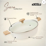 KROSLO Cookware Sierra Nonstick 24cm(4.2Ltr) Saute Pot Cook & Serve Pot with Tempered Glass Lid Induction Bottom Non-Stick Coated Cookware Set (Aluminium, 1 - Piece)