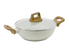 Bergner Naturally Cast Aluminum 24cm (2 L) Kadai with Glass Lid, Marble Non-Stick Coating, Less Oil Use, Scratch Resistant Kadhai, Soft Touch Stylish Handles - Induction Bottom, Free Non-Woven Trivet