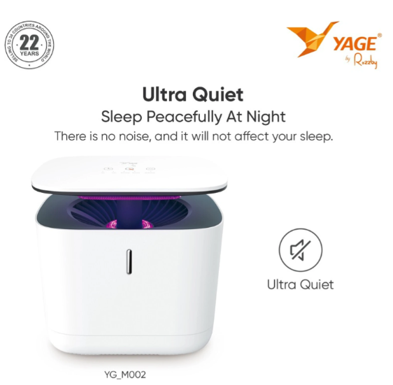 YAGE Mosquito Killer Lamp YG-M002 | UV 365nm Mosquito Trap with Smart Light Sensor, Timer Control, Ultra-Quiet Double-Layer Suction Technology | Chemical-Free & Non-Toxic Mosquito Killer Night Lamp with Warm Night Light & USB Charging