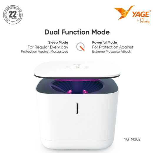 YAGE Mosquito Killer Lamp YG-M002 | UV 365nm Mosquito Trap with Smart Light Sensor, Timer Control, Ultra-Quiet Double-Layer Suction Technology | Chemical-Free & Non-Toxic Mosquito Killer Night Lamp with Warm Night Light & USB Charging