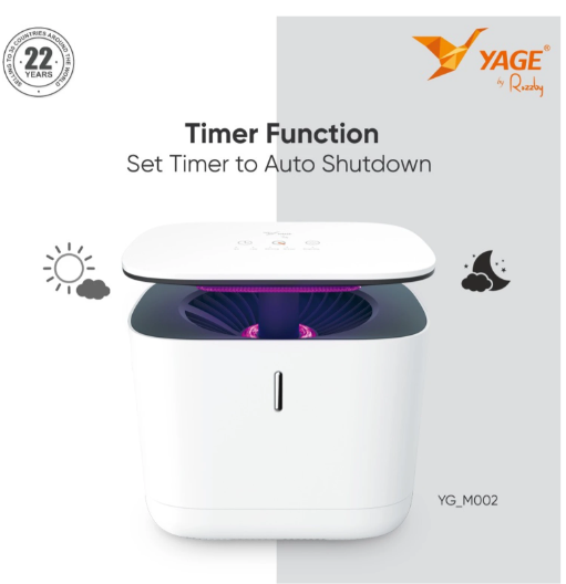 YAGE Mosquito Killer Lamp YG-M002 | UV 365nm Mosquito Trap with Smart Light Sensor, Timer Control, Ultra-Quiet Double-Layer Suction Technology | Chemical-Free & Non-Toxic Mosquito Killer Night Lamp with Warm Night Light & USB Charging