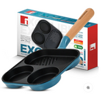 BERGNER Excalibur Lightweight Cast Iron 18cm Breakfast Pan, Sturdy Wooden Handle, Non-Stick Coating, PFAS Free, Perfect Heat Distribution, Elegant Design - Induction Compatible (Blue)