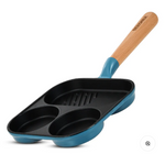 BERGNER Excalibur Lightweight Cast Iron 18cm Breakfast Pan, Sturdy Wooden Handle, Non-Stick Coating, PFAS Free, Perfect Heat Distribution, Elegant Design - Induction Compatible (Blue)