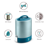 VAYA TYFFYN Jumbo Lunch Box for Office for Men,with Polished Stainless Steel Containers,1300Ml Vacuum Insulated Hot Lunch Box Without Bagmat,Leakproof Hot Tiffin Box with 4 Compartments, Blue