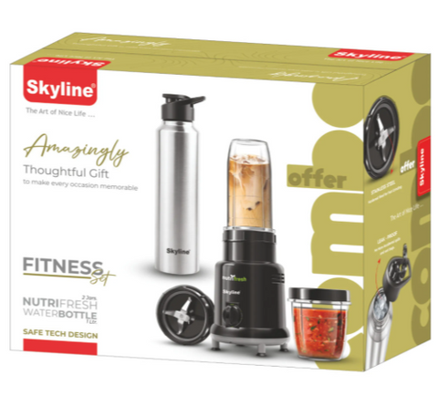 Skyline Fitness Set Nutri Fresh Mixer Grinder Combo | 2 Jars + Steel Bottle | 500W Powerful Motor | Multi-Purpose Kitchen Solution