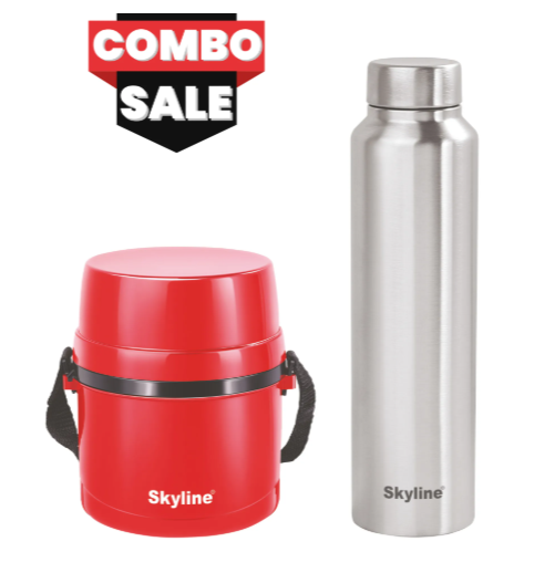 Skyline Lunch Combo: Electric Lunch Box & Stainless Steel Bottle – Your Perfect Mealtime Partner
