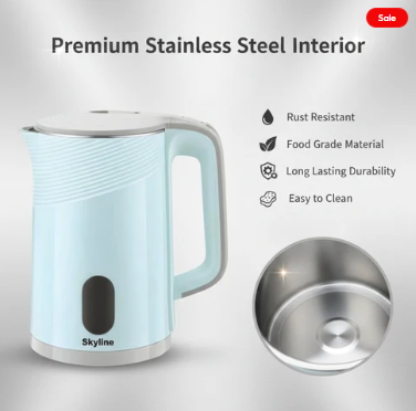 Skyline 1500W 1.8L Double Wall Electric Kettle – Fast Boiling, Safe & Efficient