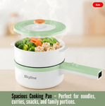 Skyline Multifunction Electric Pan 600–1500W – Fry, Steam, Boil & Cook with Steamer Attachment