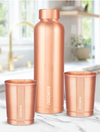 Borosil Eco Copper Bottle With Glass Set 1L Bottle With 250Ml X 2 Copper Tumbler