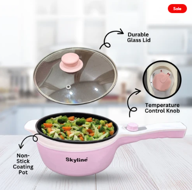 Skyline Multifunction Electric Pan, Adjustable 600-1500W, Versatile Cooking Tool