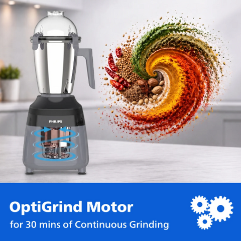 Philips HR7000/00 Mixer Grinder, 750 Watt Powerful motor, 3 Jars