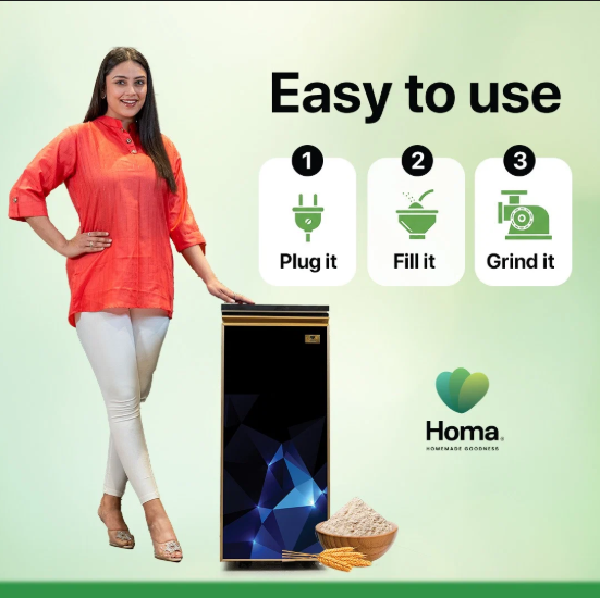 HOMA Deluxe Pro Smart Atta Chakki with IoT Wi-Fi Connectivity, Premium Acrylic Finish, Hydraulic Soft-Close Door &amp; Auto-Clean Technology-Sand Pro