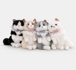 Realistic Grey & White Plush Ragdoll Cat Backpack | Soft Faux Fur Stuffed Cat Shoulder Bag with Lace Bow | Cute School, Travel, Cosplay & Birthday Gift