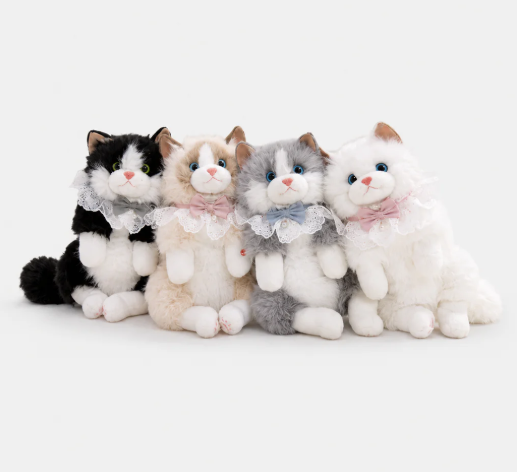 Realistic Grey & White Plush Ragdoll Cat Backpack | Soft Faux Fur Stuffed Cat Shoulder Bag with Lace Bow | Cute School, Travel, Cosplay & Birthday Gift