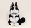 Realistic Black & White Plush Ragdoll Cat Backpack | Soft Faux Fur Stuffed Cat Shoulder Bag with Lace Bow | Cute School, Travel, Cosplay & Birthday Gift