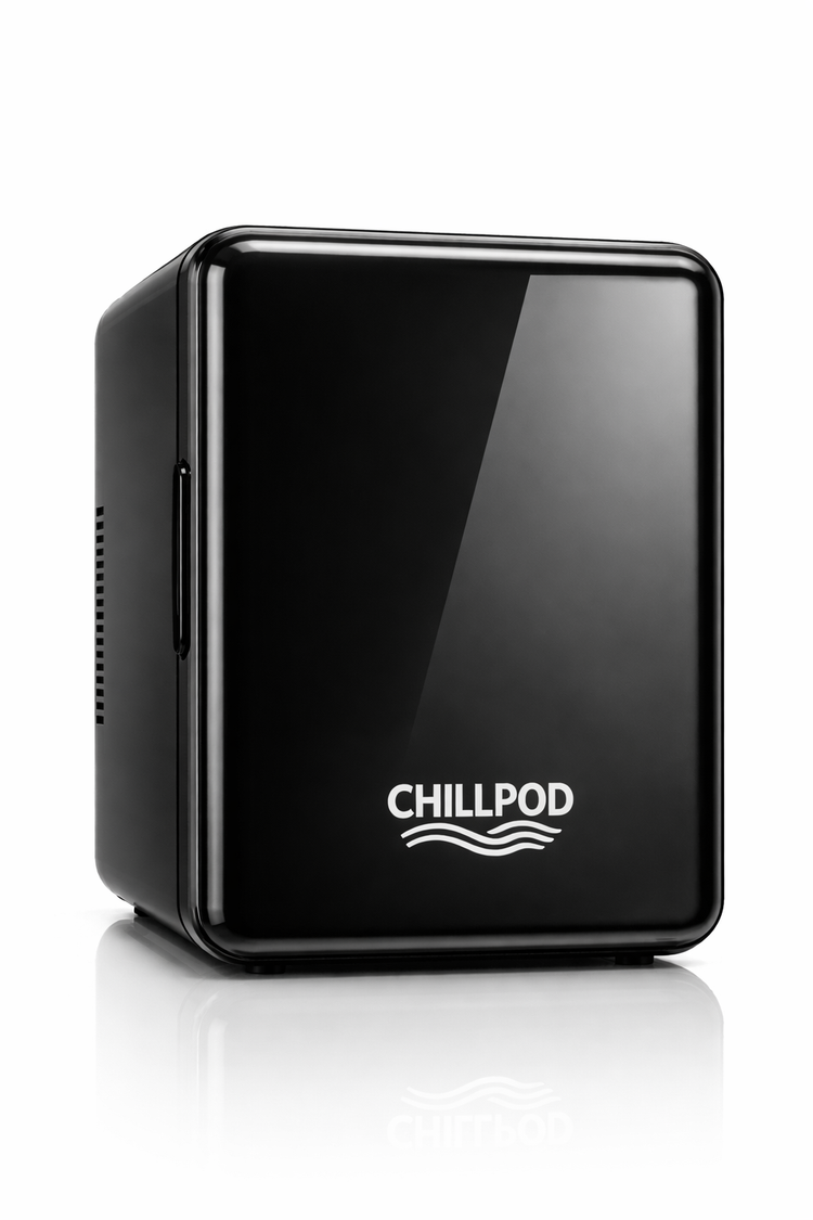 ChillPod 6-Can Mini Fridge | Portable Thermoelectric Cooler | Compact Personal Refrigerator for Home, Office & Travel- Black